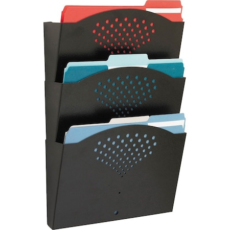 Safco Triple Wall Pockets, Steel, Letter, 12"x3-1/4"x17-1/4", BK SAF3172BL